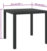 Gartentisch Schwarz 80x80x74 cm Aluminium und WPC