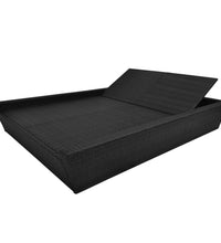 Outdoor-Lounge-Bett mit Polster Poly Rattan Schwarz