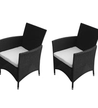 Gartenstühle 2 Stk. Poly Rattan Schwarz