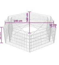 Sechseckiges Gabionen-Hochbeet 160×140×50 cm