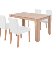 Esszimmertisch und Stühle 5-tlg. Kunstleder Eiche Cremeweiß