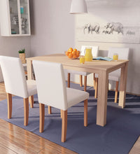 Esszimmertisch und Stühle 5-tlg. Kunstleder Eiche Cremeweiß