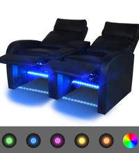 Relaxsessel 2-Sitzer mit LED Kunstleder Schwarz