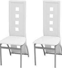 Esszimmerstühle 2 Stk. Weiß Kunstleder
