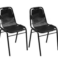 Esszimmerstühle 2 Stk. Schwarz Echtleder