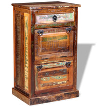 Schuhschrank mit 4 Fächern und Schublade Altholz Massiv