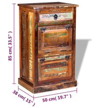 Schuhschrank mit 4 Fächern und Schublade Altholz Massiv