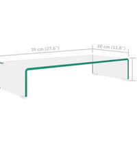 TV-Tisch/Bildschirmerhöhung Glas Transparent 70x30x13 cm