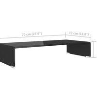 TV-Tisch/Bildschirmerhöhung Glas Schwarz 70x30x13 cm