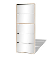 Schuhschrank mit 5 Fächern Spiegel Eiche 63x17x169,5 cm