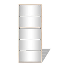 Schuhschrank mit 5 Fächern Spiegel Eiche 63x17x169,5 cm