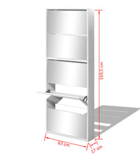 Schuhschrank mit 5 Fächern Spiegel Weiß 63×17×169,5 cm