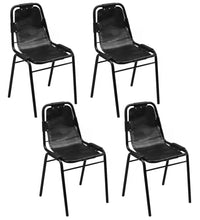 Esszimmerstühle 4 Stk. Schwarz Echtleder
