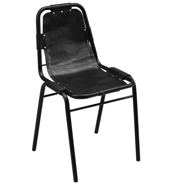 Esszimmerstühle 6 Stk. Schwarz Echtleder