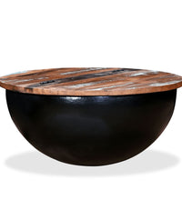 Couchtisch Altholz Massiv Schwarz Schüsselform