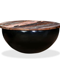 Couchtisch Altholz Massiv Schwarz Schüsselform