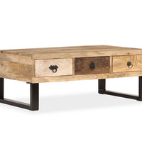 Couchtisch mit 3 Schubladen Massivholz Mango 90x50x35 cm