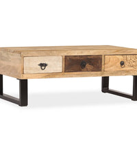 Couchtisch mit 3 Schubladen Massivholz Mango 90x50x35 cm