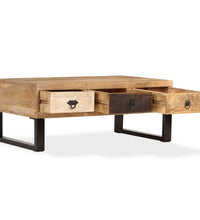 Couchtisch mit 3 Schubladen Massivholz Mango 90x50x35 cm