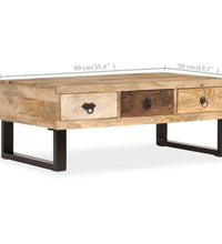 Couchtisch mit 3 Schubladen Massivholz Mango 90x50x35 cm