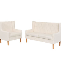 2-tlg. Sofa-Set Stoff Cremeweiß
