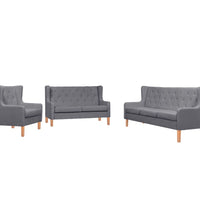 3-tlg. Sofa-Set Stoff Grau