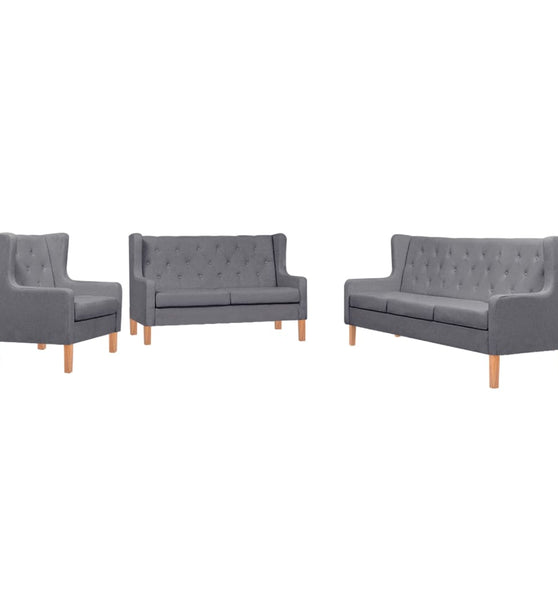 3-tlg. Sofa-Set Stoff Grau