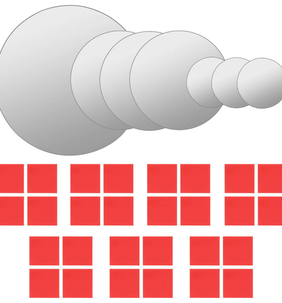 7-teiliges Wandspiegelset Rundglas
