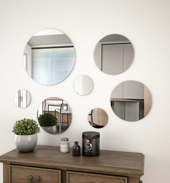 7-teiliges Wandspiegelset Rundglas