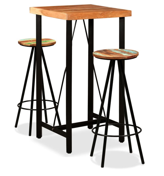3-tlg. Bar-Set Massivholz Akazie und Altholz