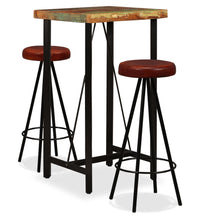 3-tlg. Bar-Set Altholz Massiv und Echtleder