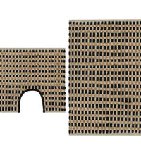 Handgewebtes Badematten-Set Jute Stoff Natur und Schwarz