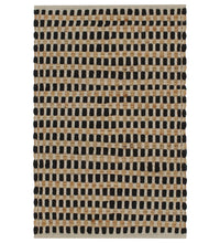 Handgewebtes Badematten-Set Jute Stoff Natur und Schwarz