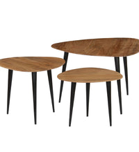 3-tlg. Couchtisch-Set Massivholz Akazie