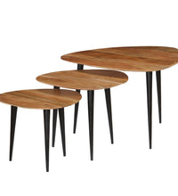 3-tlg. Couchtisch-Set Massivholz Akazie