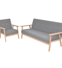 Sofa-Set 2-tlg. Stoff Hellgrau