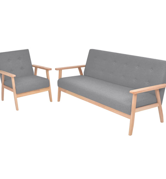 Sofa-Set 2-tlg. Stoff Hellgrau