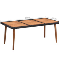 7-tlg. Garten-Essgruppe Poly Rattan Schwarz und Braun