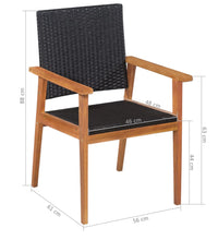7-tlg. Garten-Essgruppe Poly Rattan Schwarz und Braun