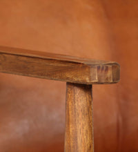 Sessel Braun Echtleder mit Akazienholz