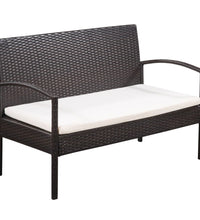 5-tlg. Garten-Lounge-Set mit Auflagen Poly Rattan Braun