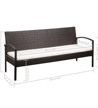 5-tlg. Garten-Lounge-Set mit Auflagen Poly Rattan Braun