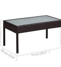 5-tlg. Garten-Lounge-Set mit Auflagen Poly Rattan Braun