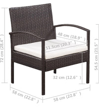 5-tlg. Garten-Lounge-Set mit Auflagen Poly Rattan Braun