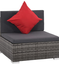 8-tlg. Garten-Lounge-Set mit Kissen Poly Rattan Grau