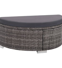 8-tlg. Garten-Lounge-Set mit Kissen Poly Rattan Grau