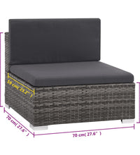 8-tlg. Garten-Lounge-Set mit Kissen Poly Rattan Grau