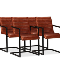 Esszimmerstühle 4 Stk. Echtleder Braun