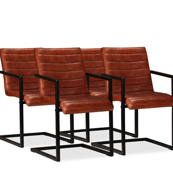 Esszimmerstühle 4 Stk. Echtleder Braun