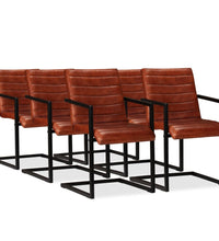 Esszimmerstühle 6 Stk. Echtleder Braun